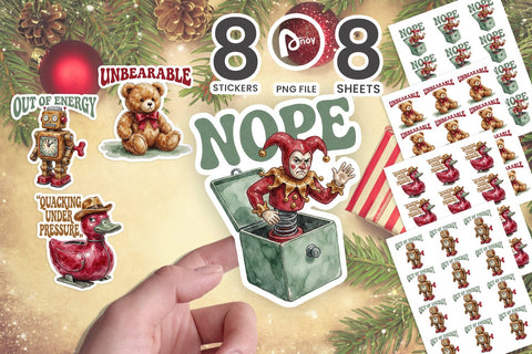 Sticker Grumpy Retro Yuletide Vintage Toys SVG artnoy 