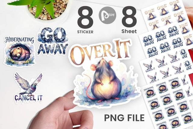 Sticker Grumpy Sleepy Affirmations Sublimation artnoy 