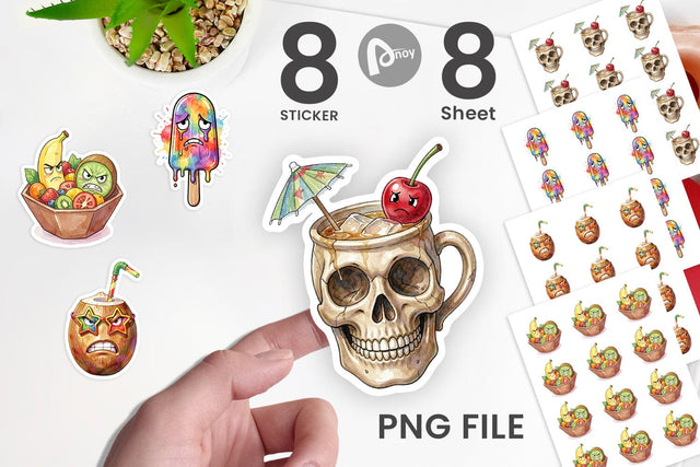 Sticker Grumpy Summerween Luau Treats Sublimation artnoy 