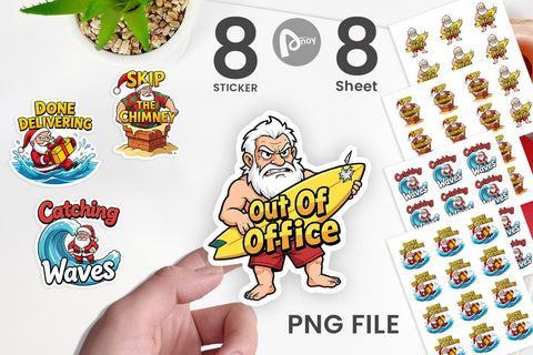 Sticker Grumpy Surfer Santa Sarcastic Quotes Sublimation artnoy 