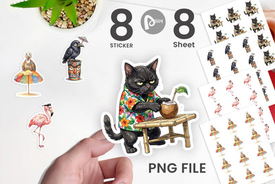 Sticker Grumpy Tropical Goth Animal Sublimation artnoy 