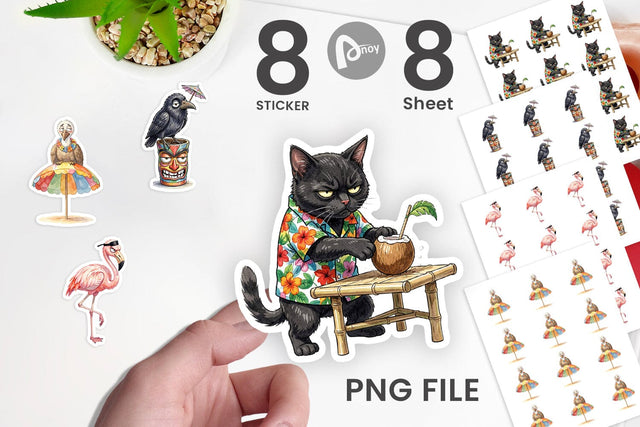 Sticker Grumpy Tropical Goth Animal Sublimation artnoy 