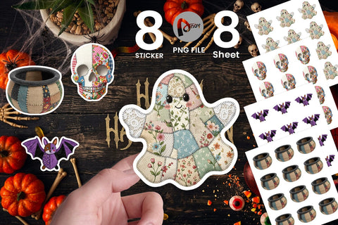 Sticker Halloween Patchwork Folk Art Sublimation artnoy 