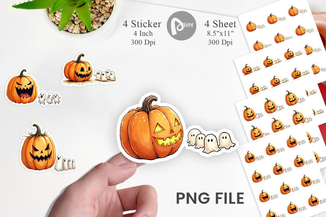Sticker Halloween Pumpkin Ghosts Sublimation artnoy 
