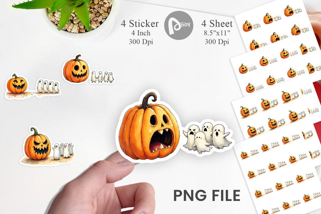 Sticker Halloween Pumpkin Ghosts Sublimation artnoy 