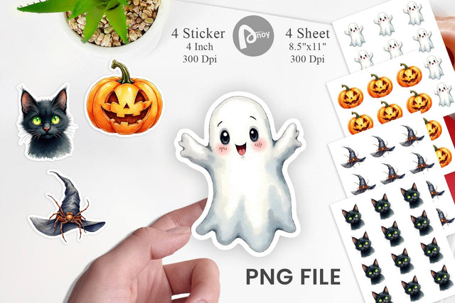 Sticker Halloween Wonders Watercolor Sublimation artnoy 