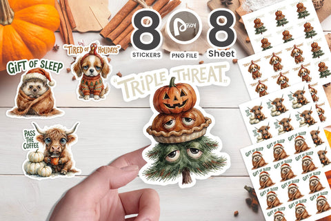 Sticker Hallowthanksmas Exhausted Quotes Sublimation artnoy 