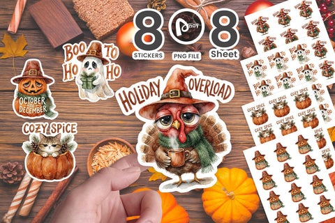 Sticker Hallowthanksmas Exhausted Quotes Sublimation artnoy 