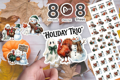 Sticker Hallowthanksmas Trio Hybrid Sublimation artnoy 