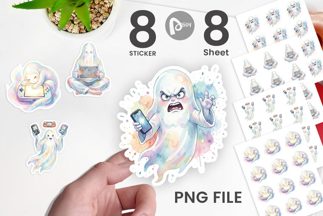 Sticker Handheld Console Gamer Ghost Sublimation artnoy 