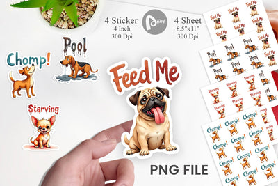 Sticker Hangry Dog Food Lover Watercolor Sublimation artnoy 