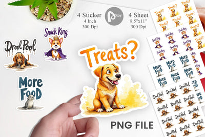 Sticker Hangry Dog Food Lover Watercolor Sublimation artnoy 