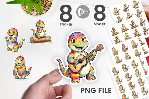Sticker Happy Campfire Dino Watercolor Sublimation artnoy 