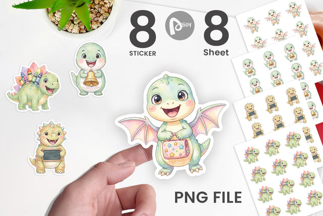 Sticker Happy First Day School Dino Sublimation artnoy 