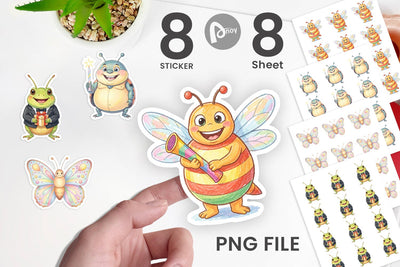 Sticker Happy Round Garden Birthday Watercolor Sublimation artnoy 