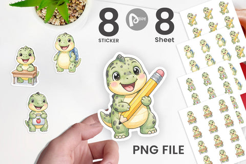 Sticker Happy School Dino Pal Watercolor Sublimation artnoy 