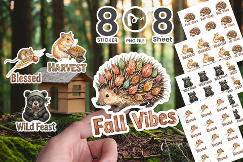 Sticker Harvest Foraged Woodland Folk Watercolor Sublimation artnoy 