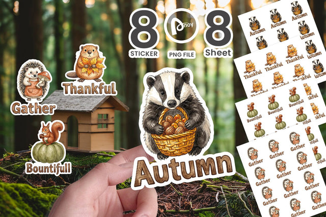 Sticker Harvest Foraged Woodland Folk Watercolor Sublimation artnoy 