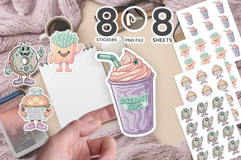 Sticker Haunted 90s Pastel Diner Mascots SVG artnoy 