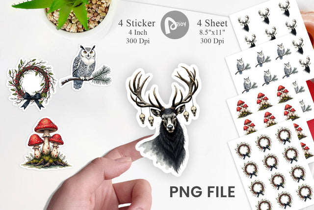 Sticker Haunted Forest Gothic Christmas Sublimation artnoy 