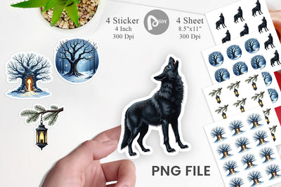 Sticker Haunted Forest Gothic Christmas Sublimation artnoy 