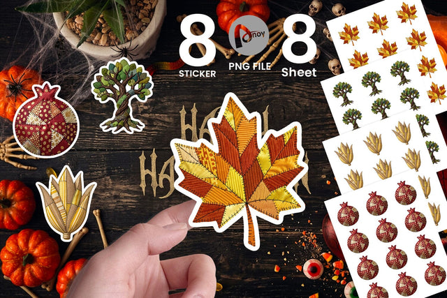 Sticker Haunted Harvest Botanical Patchwork Sublimation artnoy 