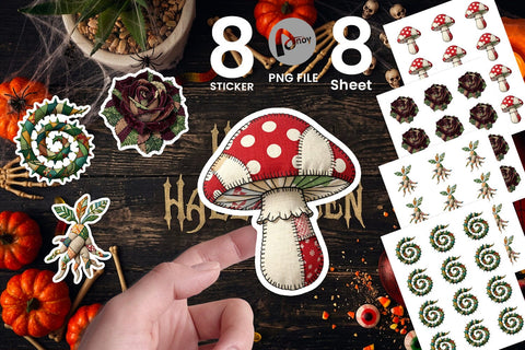 Sticker Haunted Harvest Botanical Patchwork Sublimation artnoy 