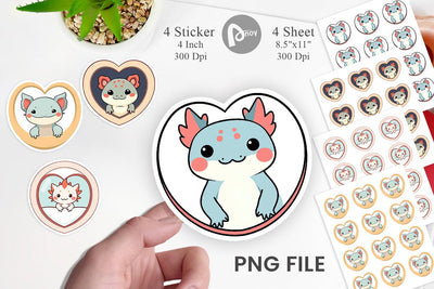 Sticker Heart Axolotl Sublimation artnoy 