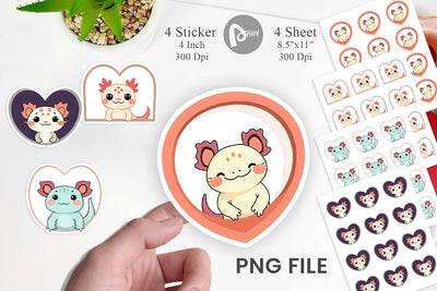 Sticker Heart Axolotl Sublimation artnoy 
