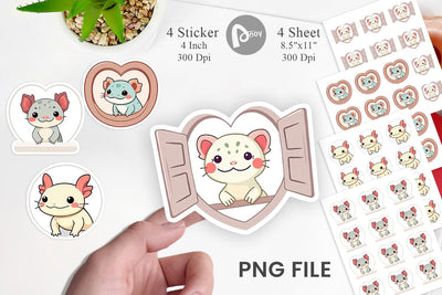 Sticker Heart Axolotl Sublimation artnoy 