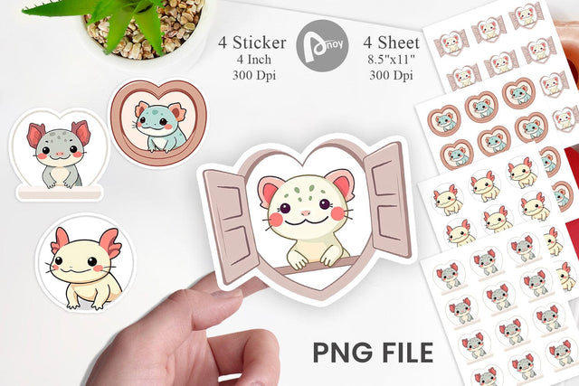 Sticker Heart Axolotl Sublimation artnoy 