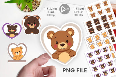 Sticker Heart Bear Sublimation artnoy 
