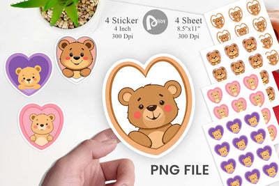 Sticker Heart Bear Sublimation artnoy 