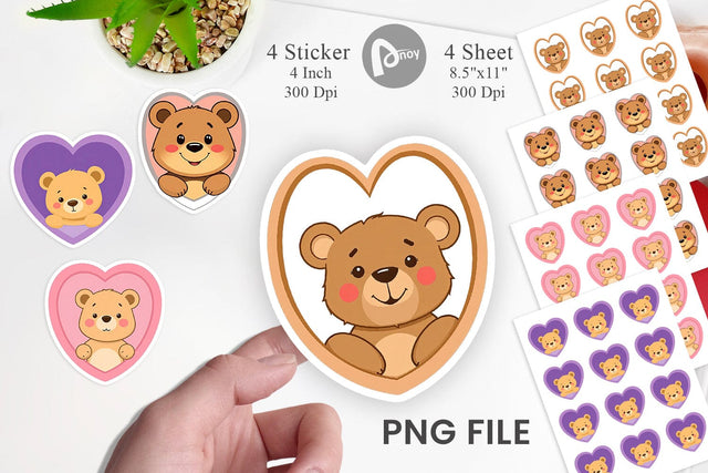 Sticker Heart Bear Sublimation artnoy 