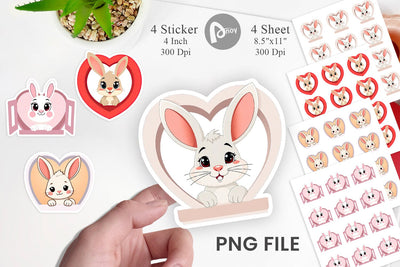 Sticker Heart Bunny Sublimation artnoy 
