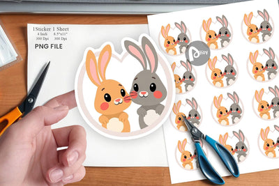 Sticker Heart Bunny Sublimation artnoy 