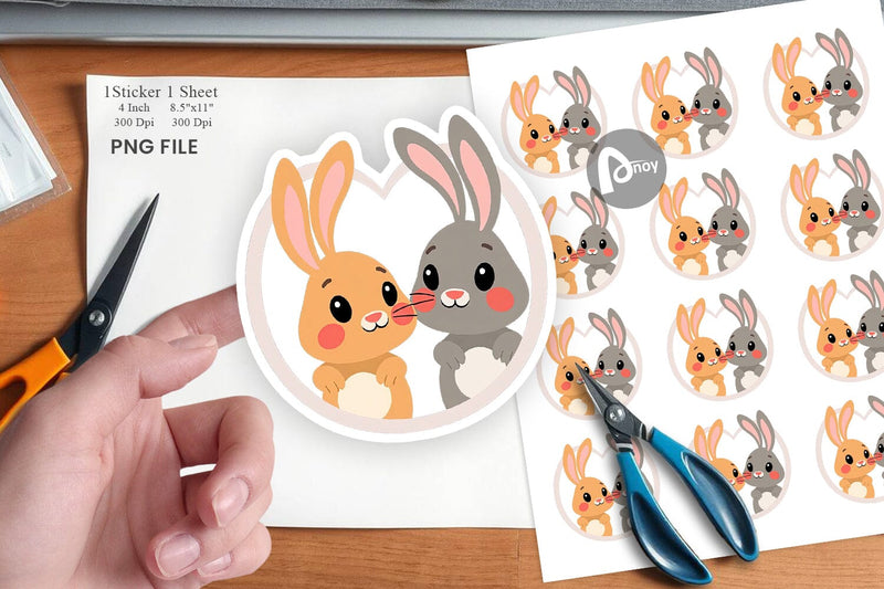 Sticker Heart Bunny Sublimation artnoy 