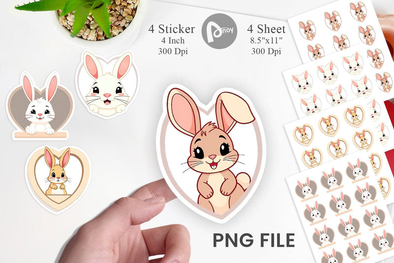 Sticker Heart Bunny Sublimation artnoy 