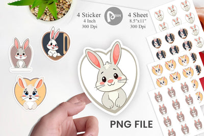 Sticker Heart Bunny Sublimation artnoy 