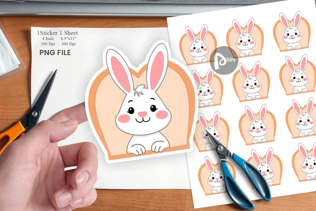 Sticker Heart Bunny Sublimation artnoy 