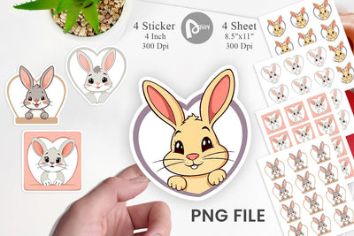 Sticker Heart Bunny Sublimation artnoy 