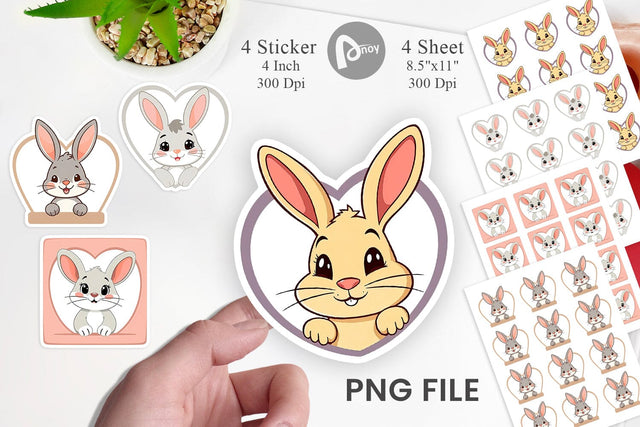 Sticker Heart Bunny Sublimation artnoy 