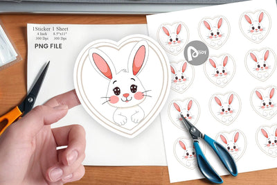 Sticker Heart Bunny Sublimation artnoy 