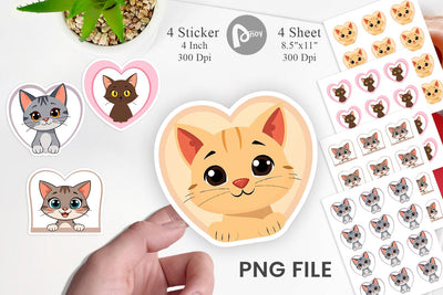 Sticker Heart Cat Sublimation artnoy 