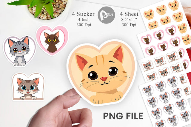 Sticker Heart Cat Sublimation artnoy 