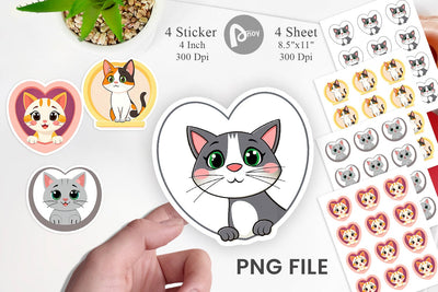 Sticker Heart Cat Sublimation artnoy 