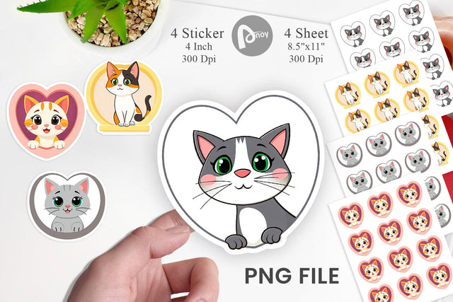 Sticker Heart Cat Sublimation artnoy 