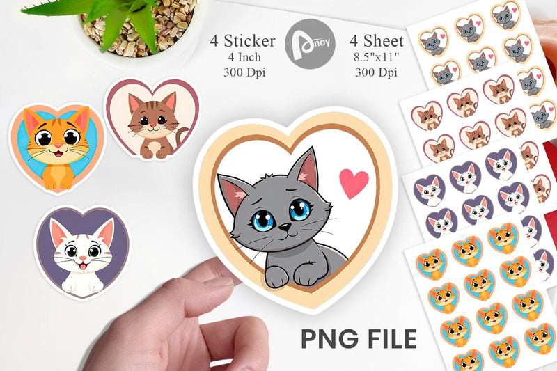Sticker Heart Cat Sublimation artnoy 