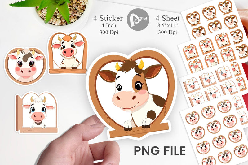 Sticker Heart Cow Sublimation artnoy 