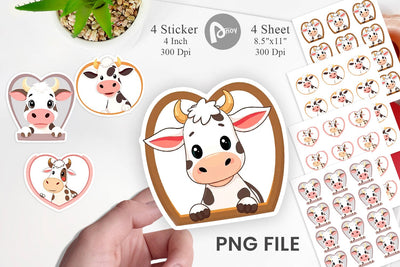 Sticker Heart Cow Sublimation artnoy 